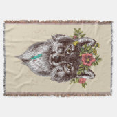 Boho Art-Wolf-Halo-Porträt Decke (Vorderseite)