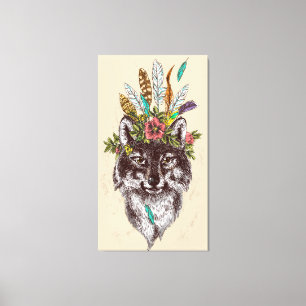 Boho Art-Wolf-Halo-Porträt Leinwanddruck