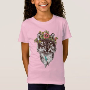 Boho Art-Wolf-Halo-Porträt T-Shirt