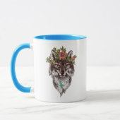 Boho Art-Wolf-Halo-Porträt Tasse (Links)