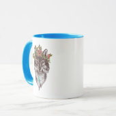 Boho Art-Wolf-Halo-Porträt Tasse (Vorderseite Links)