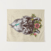 Boho Art-Wolf-Halo-Porträt Wandteppich (Vorderseite (Horizontal))