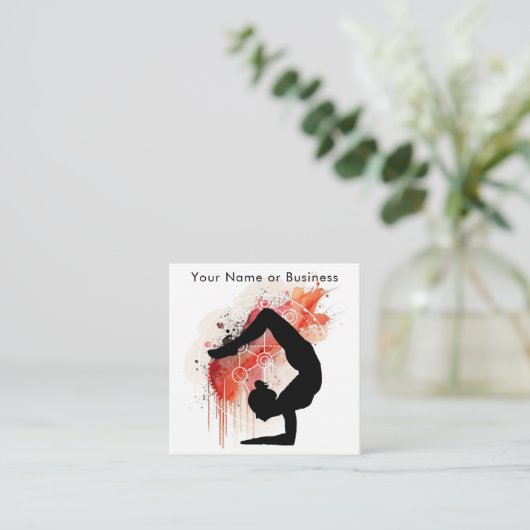 Boho Artful Yoga Tree of Life Sacred Geometry Quadratische Visitenkarte (Stehend Vorderseite)