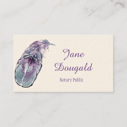 Boho Artistic Feather Pen Black Classic Notary Visitenkarte (Rückseite)