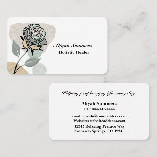 Boho Artistic Rose Meditative Business Card Visitenkarte (Vorne/Hinten)