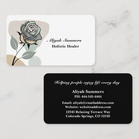 Boho Artistic Rose Meditative Business Card Visitenkarte (Vorne/Hinten)
