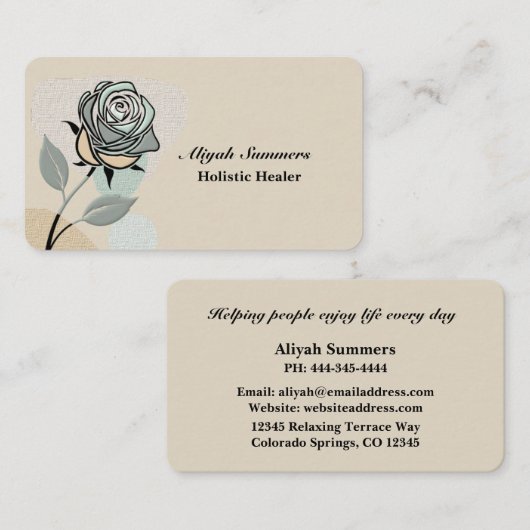 Boho Artistic Rose Meditative Business Card Visitenkarte (Vorne/Hinten)