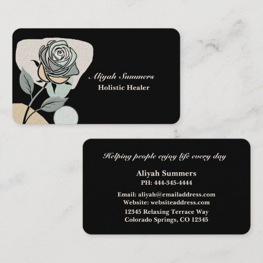 Boho Artistic Rose Meditative Business Card Visitenkarte (Vorne/Hinten)
