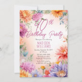 Boho Aster Blumen Floral 40. Geburtstagsfeier Einladung (Vorderseite)