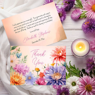 Boho Aster Blumen Florale Geburtstagsfeier Dankeskarte