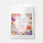 Boho Aster Flowers Floral 80th Birthday Party Geschenktütchen (Vorderseite)
