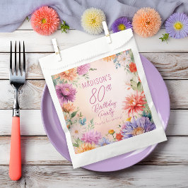 Boho Aster Flowers Floral 80th Birthday Party Geschenktütchen