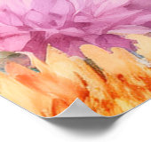 Boho Aster Flowers Floral 80th Birthday Party Poster (Ecke)