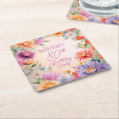 Boho Aster Flowers Floral 80th Birthday Party Rechteckiger Pappuntersetzer (angewinkelt)