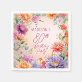 Boho Aster Flowers Floral 80th Birthday Party Serviette (Vorderseite)