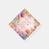 Boho Aster Flowers Floral 80th Birthday Party Serviette (Ecke)