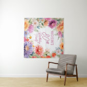 Boho Aster Flowers Floral 80th Birthday Party Wandteppich (Beispiel (Horizontal))