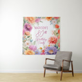 Boho Aster Flowers Floral 80th Birthday Party Wandteppich (Beispiel)