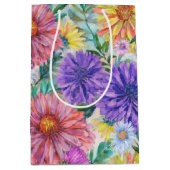 Boho Aster Flowers Floral Mittlere Geschenktüte (Vorderseite)