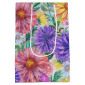 Boho Aster Flowers Floral Mittlere Geschenktüte (Rückseite)