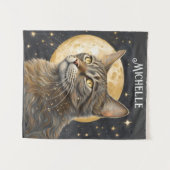 Boho Ästhetik Schöne Weihnachtskatze Wandteppich (Vorderseite (Horizontal))