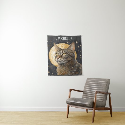 Boho Ästhetik Schöne Weihnachtskatze Wandteppich (Beispiel)