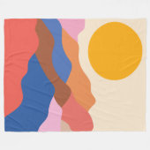 Boho Ästhetische Abstrakte Landschaftsgebirge Blau Fleecedecke (Vorderseite (Horizontal))