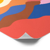 Boho Ästhetische Abstrakte Landschaftsgebirge Blau Poster (Ecke)