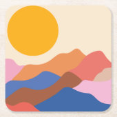 Boho Ästhetische Abstrakte Landschaftsgebirge Blau Rechteckiger Pappuntersetzer (Vorderseite)