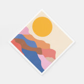 Boho Ästhetische Abstrakte Landschaftsgebirge Blau Serviette (Ecke)