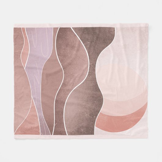 Boho Ästhetische Bergwelt Modernes Kunstwerk Fleecedecke (Vorderseite (Horizontal))