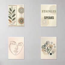 Boho ästhetische Wandrahmen Set - Minimales Print-