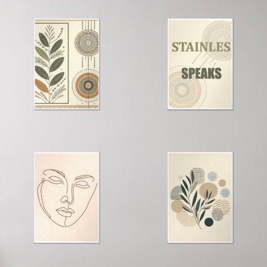 Boho ästhetische Wandrahmen Set - Minimales Print- (Vorderseite)