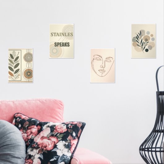 Boho ästhetische Wandrahmen Set - Minimales Print- (Wohnzimmer)