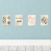 Boho ästhetische Wandrahmen Set - Minimales Print- (Holzboden)