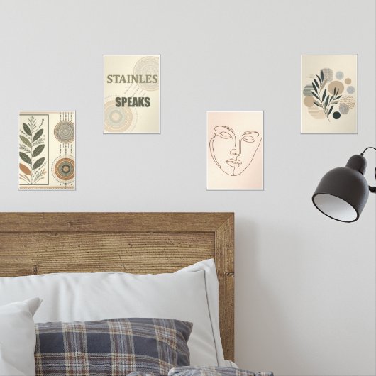 Boho ästhetische Wandrahmen Set - Minimales Print- (Schlafzimmer)