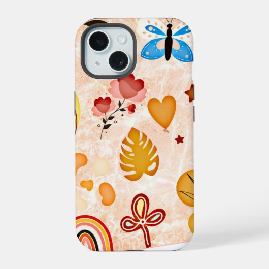 Boho ästhetischen Stickers Collage Phone Case iPhone 15 Hülle (Rückseite)