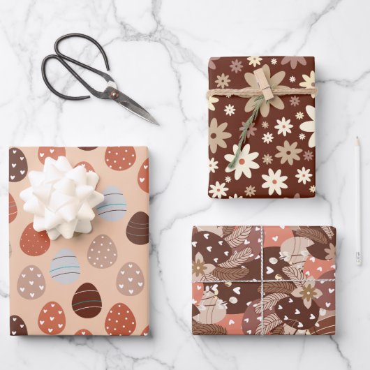 Boho Ästhetisches Osterthema Geschenkpapier Set (Vorderseite)