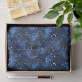 Boho-Astrologie-Tierkreiszeichen-Muster auf Blau Seidenpapier (Geschenk)