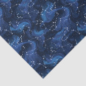 Boho-Astrologie-Tierkreiszeichen-Muster auf Blau Seidenpapier (Detail)