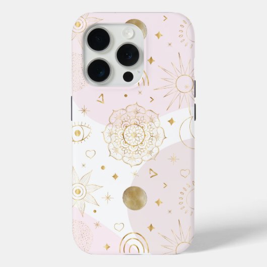 Boho Astrology Gold Celestial Pattern Case-Mate iPhone Hülle (Rückseite)