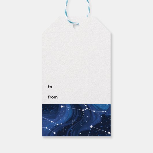 Boho Astrology Zodiac sign pattern on blue Geschenkanhänger (Rückseite)