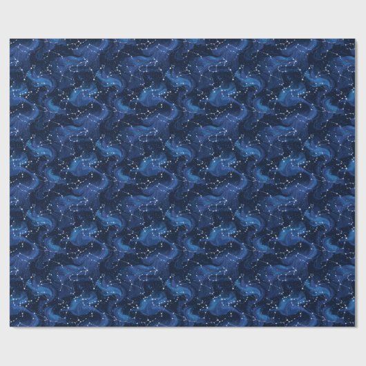 Boho Astrology Zodiac sign pattern on blue Geschenkpapier (Flach)