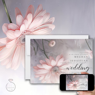Boho Ätherische Rosa Gänseblümchen 2 Einladung