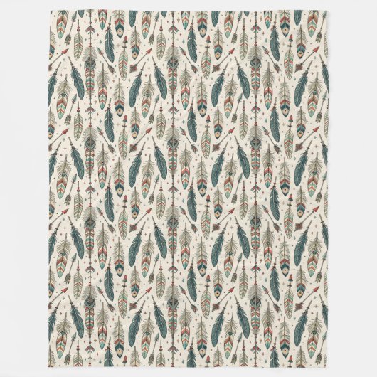 Boho Authentic Stamm Native Ethnic Feathers Pfeil Fleecedecke (Vorderseite)