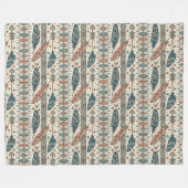 Boho Authentic Stamm Native Ethnic Feathers Pfeil Fleecedecke (Vorderseite (Horizontal))