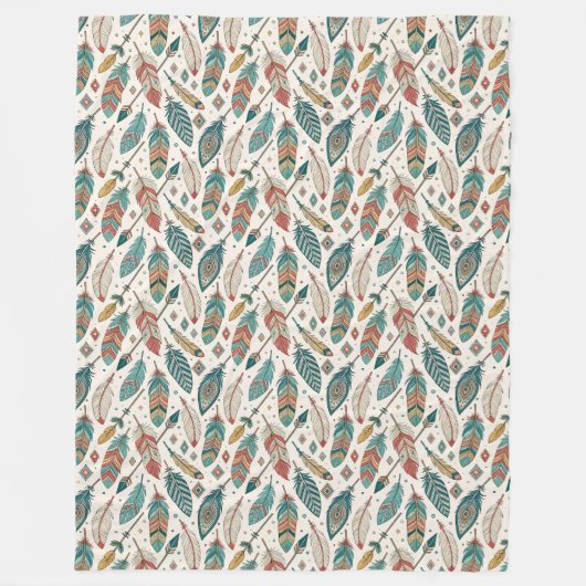 Boho Authentic Stamm Native Ethnic Feathers Pfeil Fleecedecke (Vorderseite)