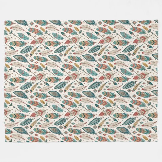 Boho Authentic Stamm Native Ethnic Feathers Pfeil Fleecedecke (Vorderseite (Horizontal))