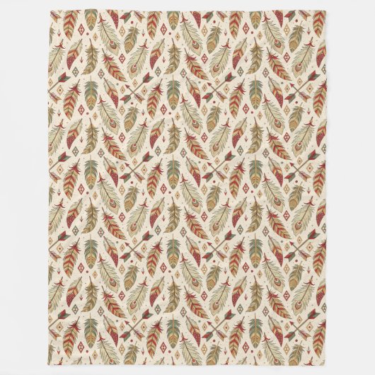 Boho Authentic Stamm Native Ethnic Feathers Pfeil Fleecedecke (Vorderseite)
