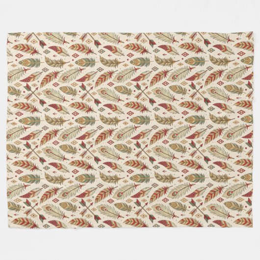 Boho Authentic Stamm Native Ethnic Feathers Pfeil Fleecedecke (Vorderseite (Horizontal))